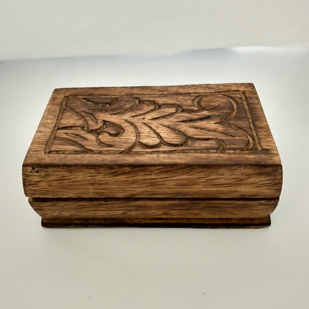 Vintage Carved Wooden Trinket Box